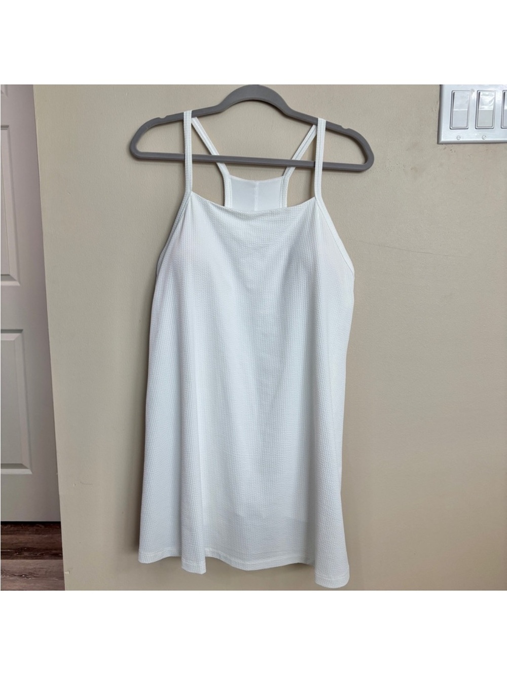 White Avia Women's Strappy Athletic Dress with Built-in Shorts